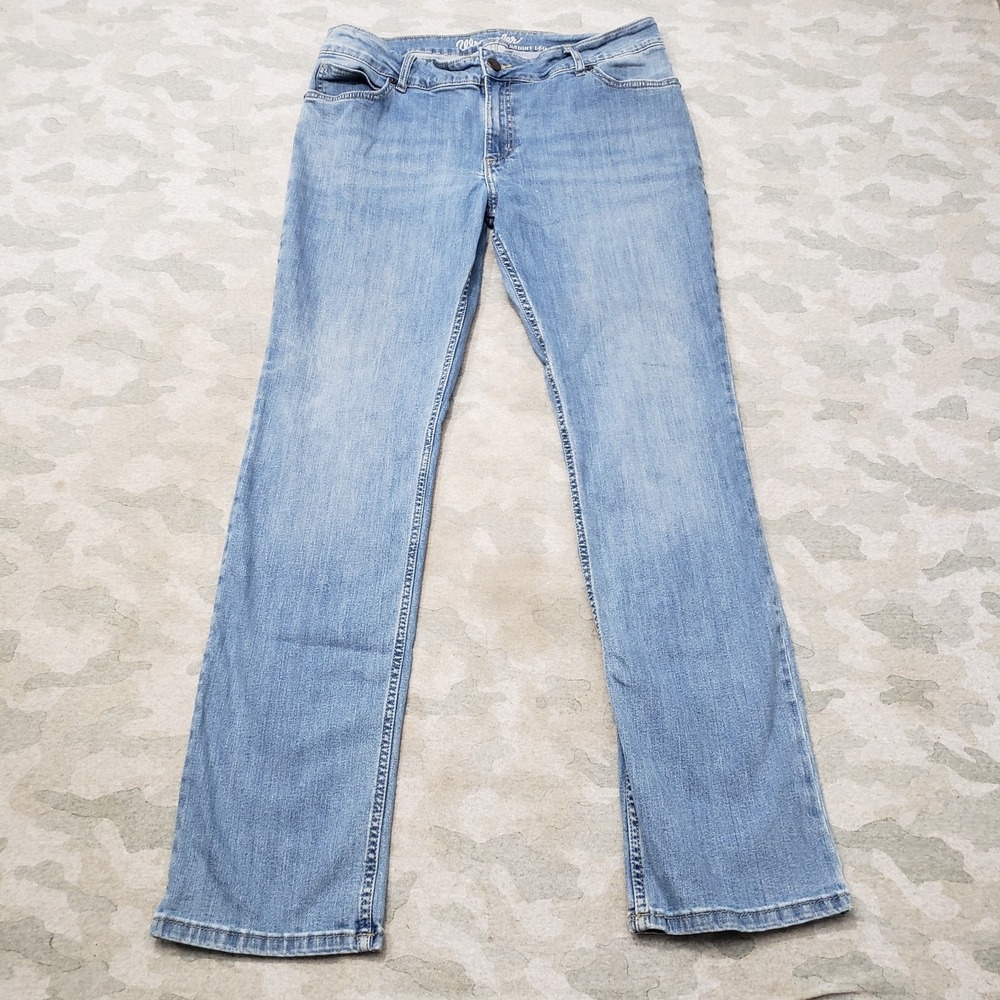 Wrangler Jeans Womens 34 Blue Stretch Straight Leg Denim Light Wash Western‎